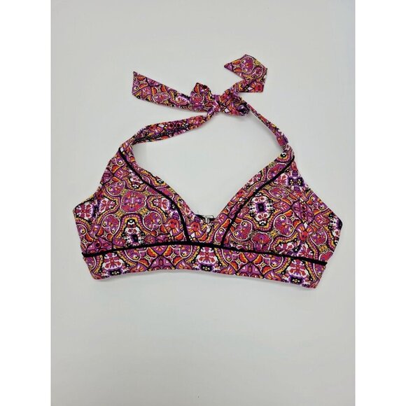 Lands' End Bikini Swim Halter Top Women's Size 8 Pink Paisley Colorful - Picture 1 of 4